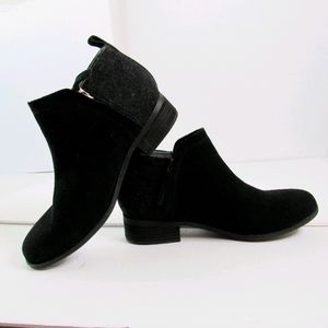 TOMS DEIA Black Suede Leather Booties Size 8